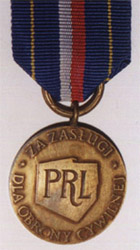 Бронзовая медаль "За заслуги в Гражданской Обороне ПНР" (аверс)