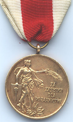 Бронзовая медаль "За заслуги в пожарном деле" (реверс)