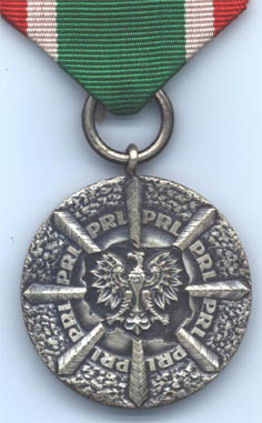 Серебряная медаль "За заслуги в охране границ ПНР" (аверс)