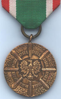 Бронзовая медаль "За заслуги в охране границ ПНР" (аверс)