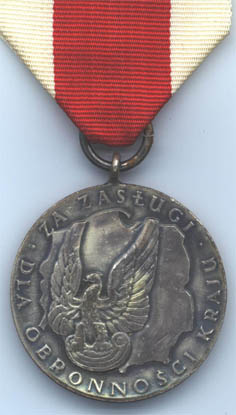 Серебряная медаль "За заслуги при защите страны" (аверс)